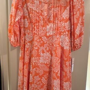 Floral Orange and White Dress